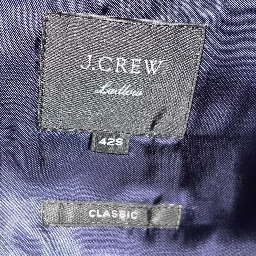 NWOT J Crew Ludlow Suit Mens 42S 38x34 Navy Italian Duca Visconti Cotton Classic